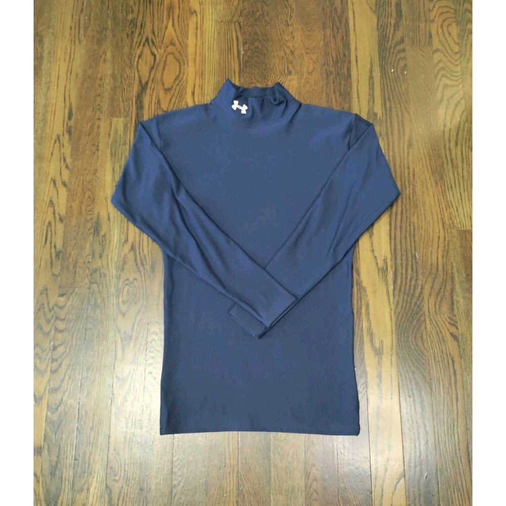 Under Armour ColdGear Mock Neck Compression Long Sleeve Shirt Men's M Navy EUC